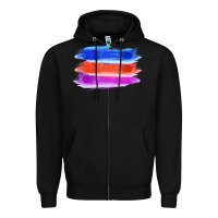 Black Blue Orange Purple Colored Triple Brush Strokes Zipper Hoodie - Bettercallsaul