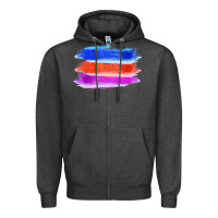 Charcoal Heather Blue Orange Purple Colored Triple Brush Strokes Zipper Hoodie - Bettercallsaul