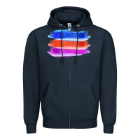 Navy Blue Orange Purple Colored Triple Brush Strokes Zipper Hoodie - Bettercallsaul