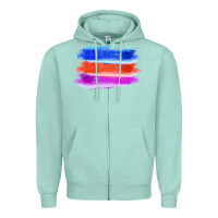 Seafoam Blue Orange Purple Colored Triple Brush Strokes Zipper Hoodie - Bettercallsaul