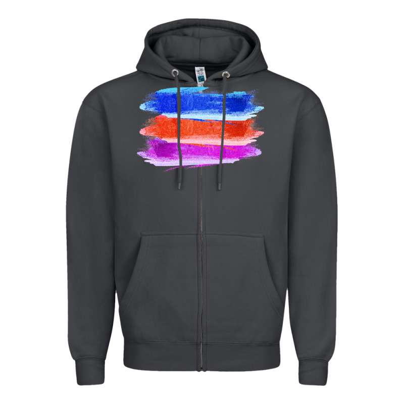 Blue Orange Purple Colored Triple Brush Strokes Zipper Hoodie by Bettercallsaul | Teevron