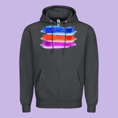Blue Orange Purple Colored Triple Brush Strokes Zipper Hoodie Designed By Bettercallsaul