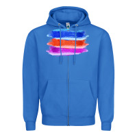 True Royal Blue Orange Purple Colored Triple Brush Strokes Zipper Hoodie - Bettercallsaul