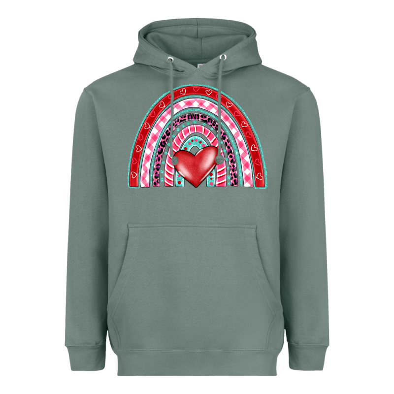 Valentine's Day Rainbow Heavyweight Hoodie by BarkalooDesign | Teevron