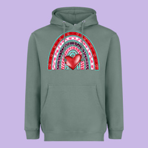 Valentine's Day Rainbow Heavyweight Hoodie Designed By Barkaloodesign