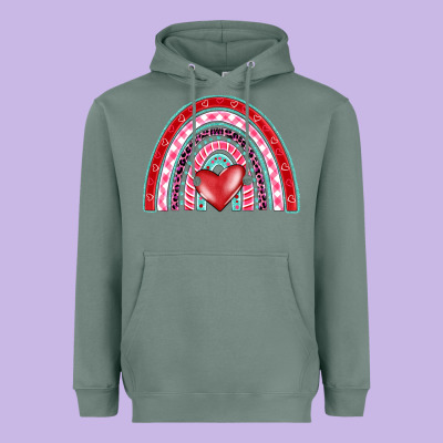Valentine's Day Rainbow Heavyweight Hoodie Designed By Barkaloodesign