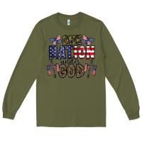 Army Green one nation under god Long Sleeve Tee - CowhideDigitalArt