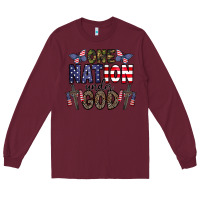 Burgundy one nation under god Long Sleeve Tee - CowhideDigitalArt