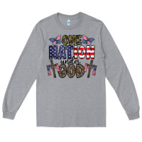 Heather Grey one nation under god Long Sleeve Tee - CowhideDigitalArt
