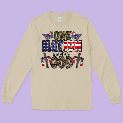 One Nation Under God Long Sleeve Tee Designed By Cowhidedigitalart