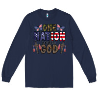 Navy one nation under god Long Sleeve Tee - CowhideDigitalArt