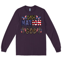 Plum one nation under god Long Sleeve Tee - CowhideDigitalArt