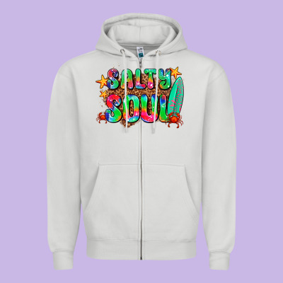 Salty Soul Zipper Hoodie Designed By Adodesignshop