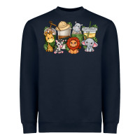 Navy cute baby safari animals coffee cups Heavyweight Sweatshirt - texasbilliewilder