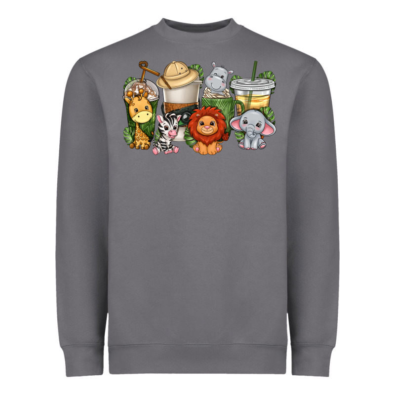 Cute Baby Safari Animals Coffee Cups Heavyweight Sweatshirt by texasbilliewilder | Teevron