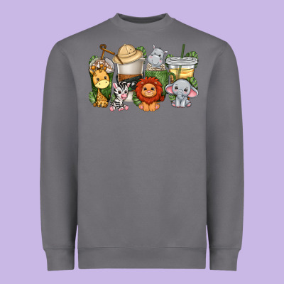 Heavyweight Sweatshirt cute baby safari animals coffee cups