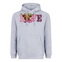 Heather Grey valentine's day love highland cow Heavyweight Hoodie - BarkalooDesign