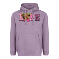 Lavender valentine's day love highland cow Heavyweight Hoodie - BarkalooDesign