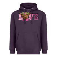 Plum valentine's day love highland cow Heavyweight Hoodie - BarkalooDesign