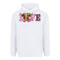 White valentine's day love highland cow Heavyweight Hoodie - BarkalooDesign