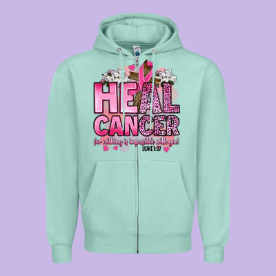 Heal Cancer For Nothing Is Impossible With God Luk Zipper Hoodie Designed By Artiststas
