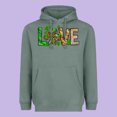 Love Luck With Clover Heavyweight Hoodie Designed By Nancycooperartshop