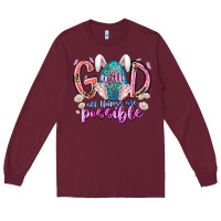 Burgundy with god all things are possible Long Sleeve Tee - RacoonDesign