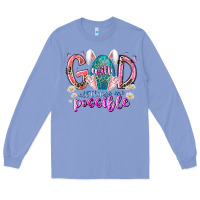 Colony Blue with god all things are possible Long Sleeve Tee - RacoonDesign