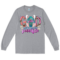 Heather Grey with god all things are possible Long Sleeve Tee - RacoonDesign
