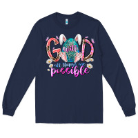Navy with god all things are possible Long Sleeve Tee - RacoonDesign