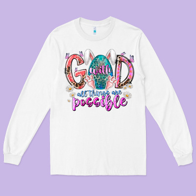 With God All Things Are Possible Long Sleeve Tee Designed By Racoondesign