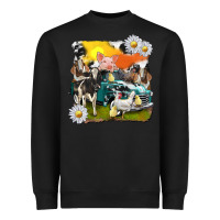 Black cowhide farm truck with farm animals Heavyweight Sweatshirt - texasbilliewilder