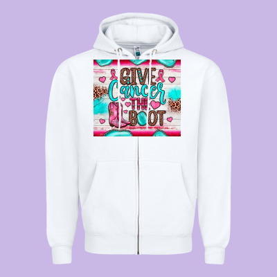 Give Cancer The Boot Zipper Hoodie Designed By Jahusdesignshop