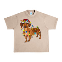 French Oak dachshund with christmas lights Urban Heavy Tee - RanaPortraitStore