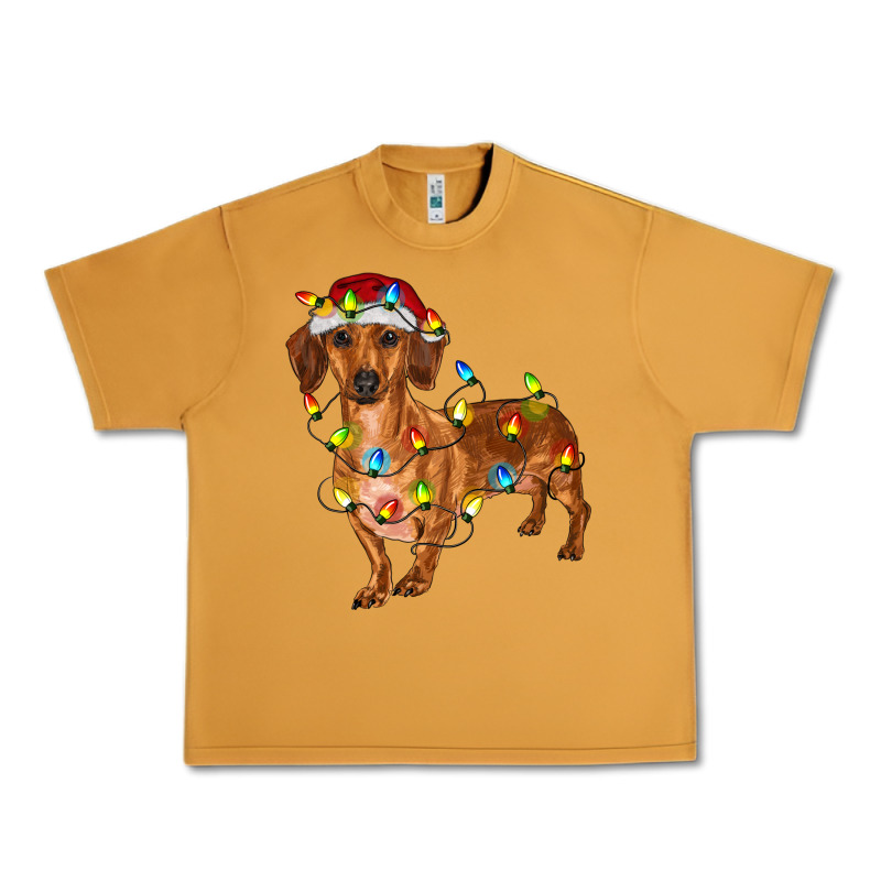 Dachshund With Christmas Lights Urban Heavy Tee by RanaPortraitStore | Teevron