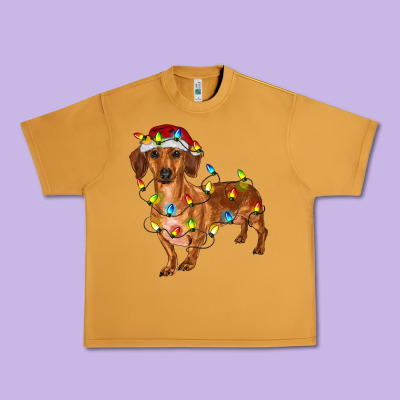 Dachshund With Christmas Lights Urban Heavy Tee Designed By Ranaportraitstore