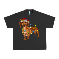 Pigment Black dachshund with christmas lights Urban Heavy Tee - RanaPortraitStore