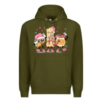 Army Green mexican christmas pan dulce cartoon characters Premium Hoodie - MaliasSmallBusiness