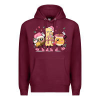 Burgundy mexican christmas pan dulce cartoon characters Premium Hoodie - MaliasSmallBusiness