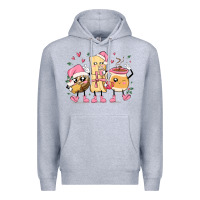 Heather Grey mexican christmas pan dulce cartoon characters Premium Hoodie - MaliasSmallBusiness