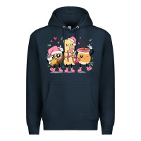 Navy mexican christmas pan dulce cartoon characters Premium Hoodie - MaliasSmallBusiness