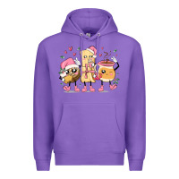 Purple mexican christmas pan dulce cartoon characters Premium Hoodie - MaliasSmallBusiness