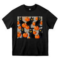 Black black cat with pumpkins tumbler Heavy Core Tee - LillyAllenDesigns