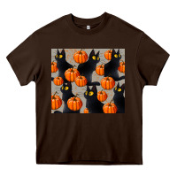 Chocolate Brown black cat with pumpkins tumbler Heavy Core Tee - LillyAllenDesigns