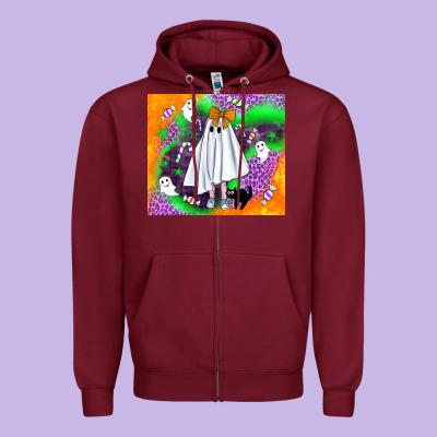 Cute Ghost Halloween Tumbler Zipper Hoodie Designed By Bundleandbundleshop
