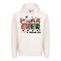 Pale Pink teacher christmas Premium Hoodie - MaliasSmallBusiness