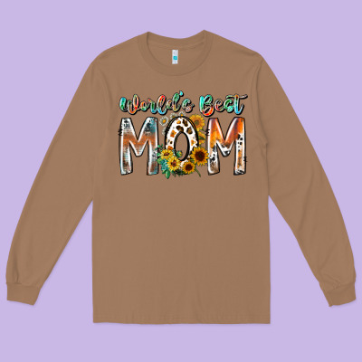 World Is Best Mom Long Sleeve Tee Designed By Racoondesign