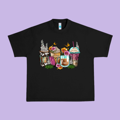 Floral Coffee Cups Urban Heavy Tee Designed By Zillion Design Studio