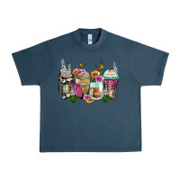 Midnight Navy floral coffee cups Urban Heavy Tee - Zillion Design Studio
