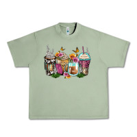 Oil Green floral coffee cups Urban Heavy Tee - Zillion Design Studio